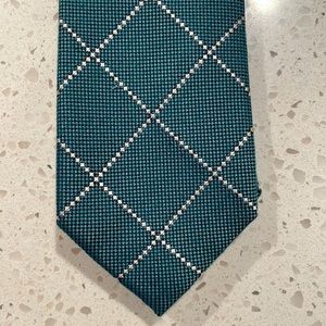Charles Tyrwhitt blue-green diamond striped silk/ Cotton blend tie